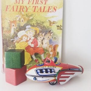 Adorable 1950's tinplate friction drive rocket