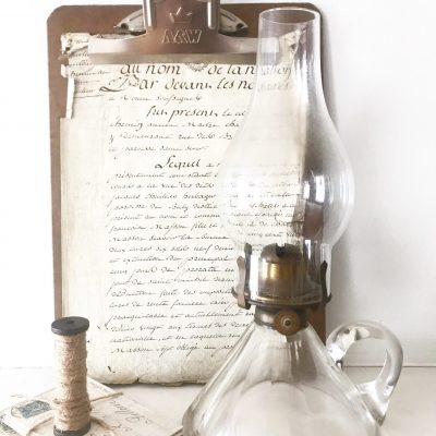 Wonderful clear glass conical vintage oil lamp